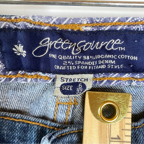 Green Source Womens Jeans Sz 6 Organic Cotton Stretch Distressed Denim Flare - Picture 5 of 11